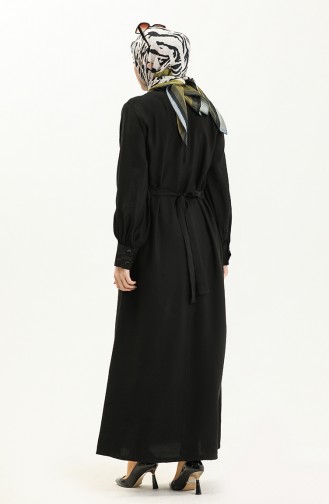 Belted Side Buttoned Dress 24Y8899-02 Black 24Y8899-02