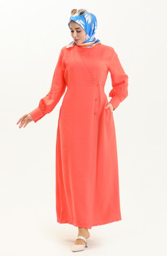 Kleid mit Gürtel und seitlichen Knöpfen 24Y8899-03 Orange 24Y8899-03