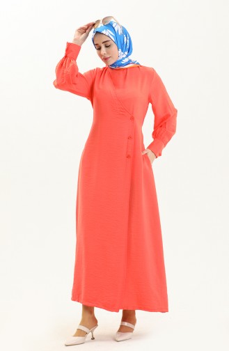 Kleid mit Gürtel und seitlichen Knöpfen 24Y8899-03 Orange 24Y8899-03