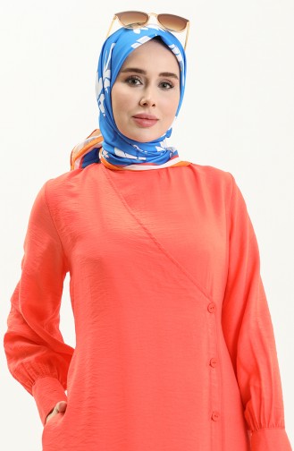 Kleid mit Gürtel und seitlichen Knöpfen 24Y8899-03 Orange 24Y8899-03