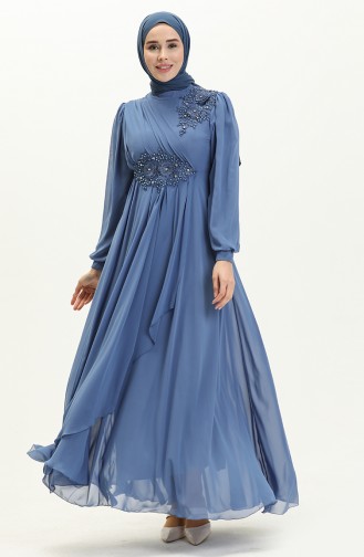 Indigo Hijab-Abendkleider 2533