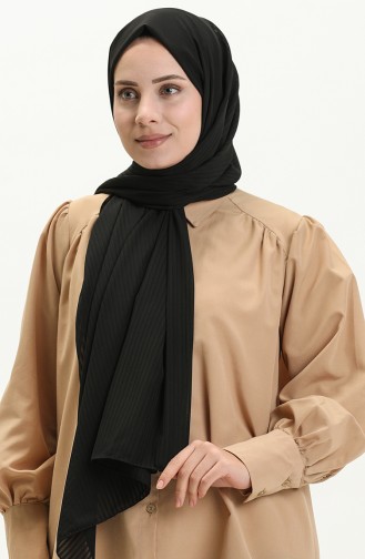 Striped Crepe Shawl 0009-05 Black 0009-05