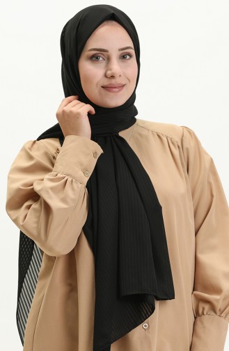Striped Crepe Shawl 0009-05 Black 0009-05