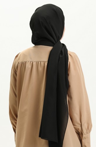 Striped Crepe Shawl 0009-05 Black 0009-05