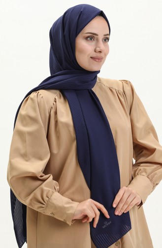 Yollu Krep Şal 0009-06 Lacivert