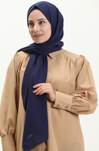 Yollu Krep Şal 0009-06 Lacivert