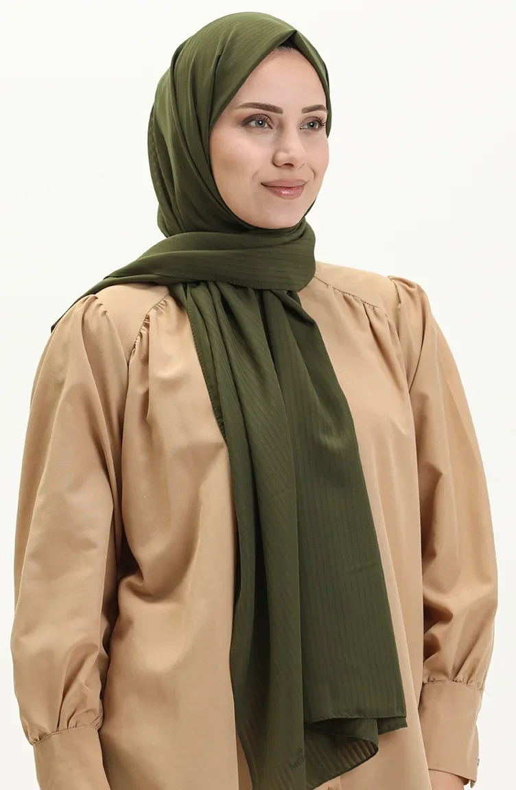 شال كريب بشريط مخفي 0009-10  أخضر  0009-10
