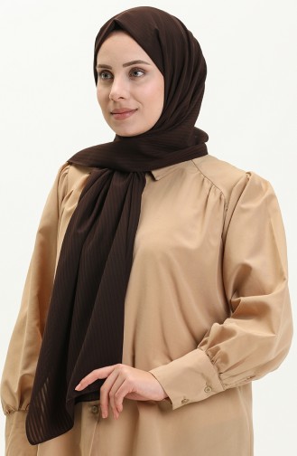 Yollu Krep Şal 0009-17 Acı Kahve