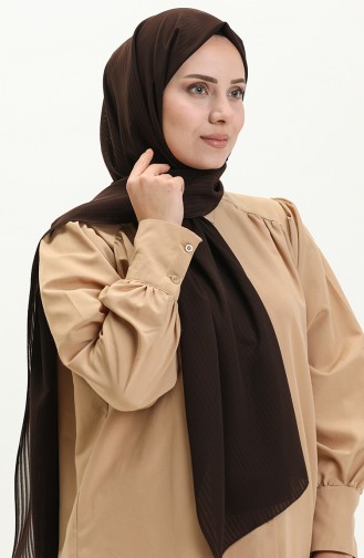 Yollu Krep Şal 0009-17 Acı Kahve