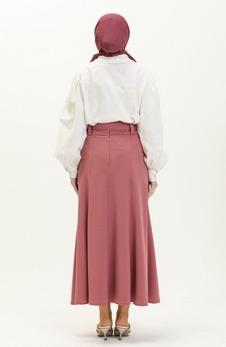 Belt Detailed Hijab Skirt 15M01-01 Dusty Rose 15M01-01