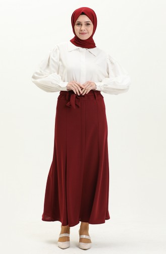 Riem Gedetailleerde Hijabrok 15M01-02 Claret Red 15M01-02