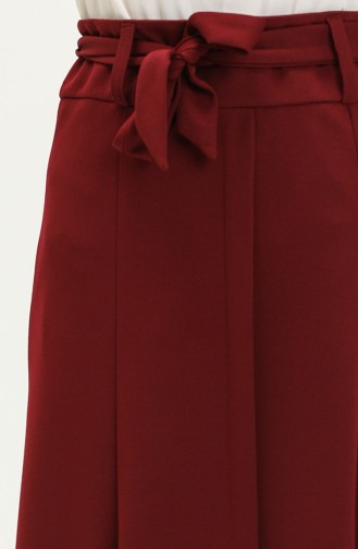 Belt Detailed Hijab Skirt 15M01-02 Claret Red 15M01-02