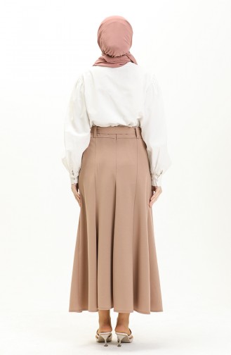 Belt Detailed Hijab Skirt 15M01-04 Light Wheat 15M01-04