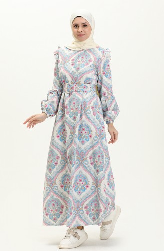 Printed Linen Dress 24Y8903-01 Powder Blue 24Y8903-01
