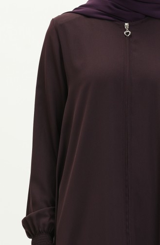 Zippered Mevlana Abaya 1970-02 Plum 1970-02