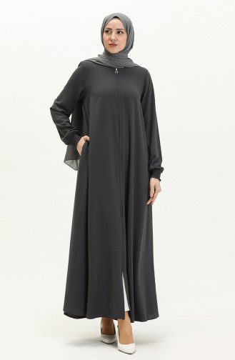 Zippered Mevlana Abaya 1970-03 Smoke-colored 1970-03
