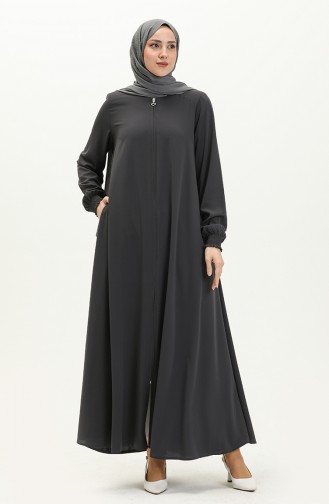 Zippered Mevlana Abaya 1970-03 Smoke-colored 1970-03