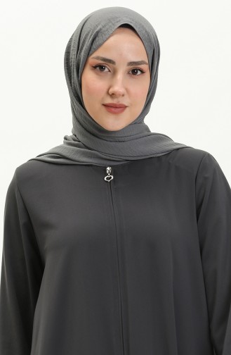 Zippered Mevlana Abaya 1970-03 Smoke-colored 1970-03