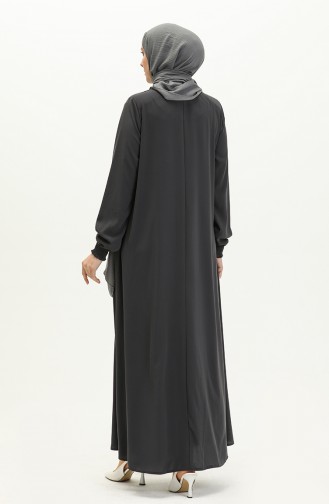 Zippered Mevlana Abaya 1970-03 Smoke-colored 1970-03