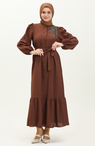 Brown Hijab Dress 4737