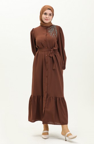 Brown Hijab Dress 4737