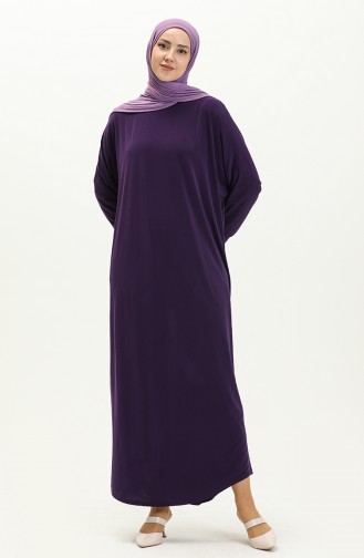 فستان بأكمام فراشة 2000-17 بنفسجي غامق 2000-17