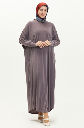 فستان بأكمام فراشة 2000-19 بنفسجي فاتح 2000-19