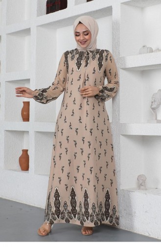 Beige Hijab Dress 0286SGS.BEJ