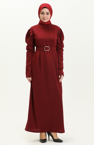 Claret Red Hijab Dress 11M05-01