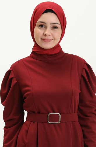 Claret Red Hijab Dress 11M05-01