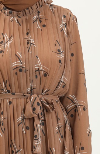 Pleated Chiffon Dress 4098A-01 Brown 4098A-01