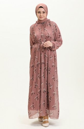 Robe Plissée en Mousseline 4098A-02 Rose Pâle 4098A-02