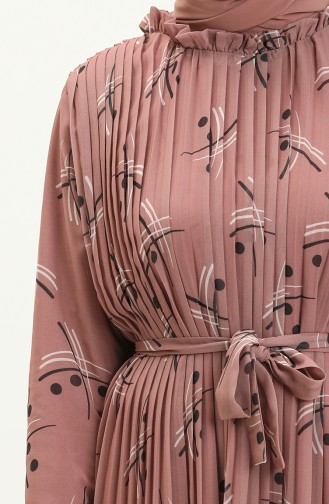 Robe Plissée en Mousseline 4098A-02 Rose Pâle 4098A-02