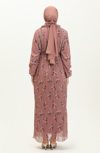 Robe Plissée en Mousseline 4098A-02 Rose Pâle 4098A-02