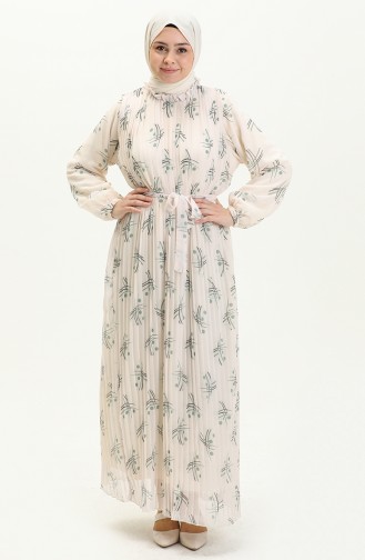 Pleated Chiffon Dress 4098A-03 Cream 4098A-03