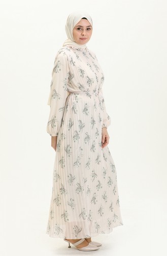 Pleated Chiffon Dress 4098A-03 Cream 4098A-03