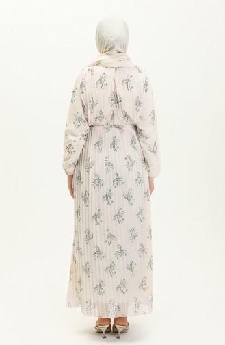 Pleated Chiffon Dress 4098A-03 Cream 4098A-03