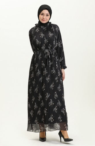 Pleated Chiffon Dress 4098A-05 Black 4098A-05