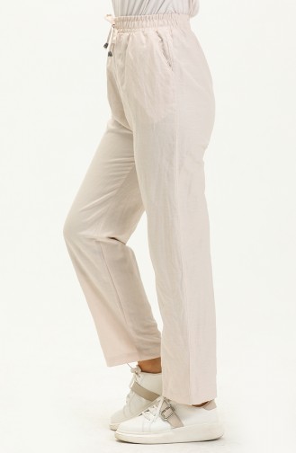 Elastic Waist Linen Pants 6144-02 Beige 6144-02