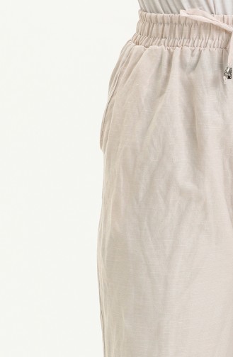 Elastic Waist Linen Pants 6144-02 Beige 6144-02