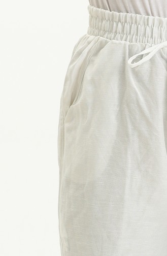 Leinenhose mit Gummizug am Bund 6144-05 Ecru 6144-05