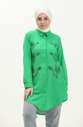 Keten İncili Tunik 0048-04 Yeşil