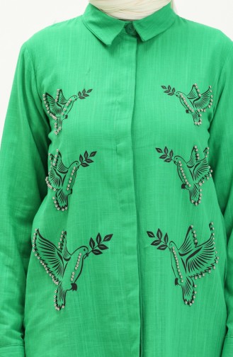 Keten İncili Tunik 0048-04 Yeşil