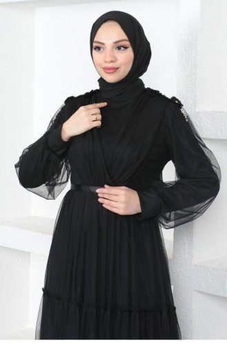 Schwarz Hijab-Abendkleider 14156