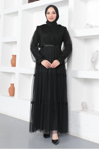Schwarz Hijab-Abendkleider 14156