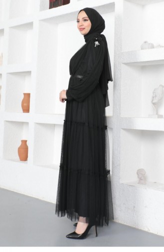 Schwarz Hijab-Abendkleider 14156