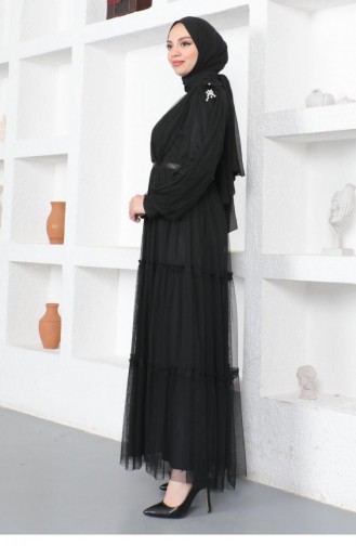 Black Hijab Evening Dress 14156