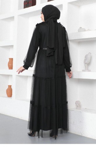 Black Hijab Evening Dress 14156