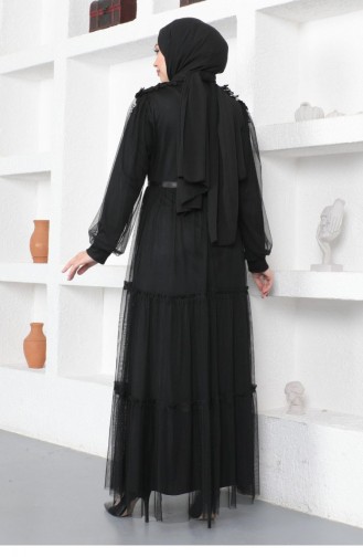 Schwarz Hijab-Abendkleider 14156