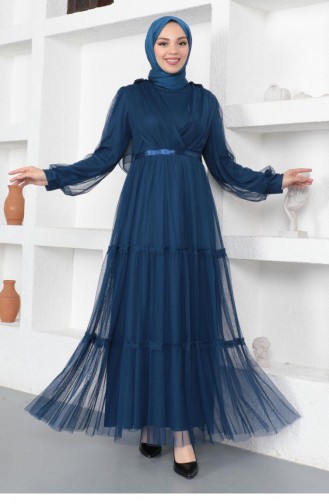 Indigo Hijab Evening Dress 14158